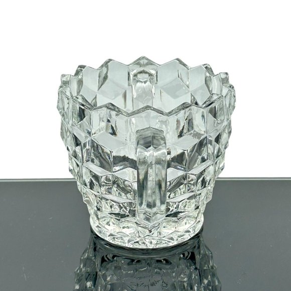 Colony Whitehall Clear‎ Cubist Elegant Glass Open Sugar Bowl Double Handle VTG - Picture 2 of 9